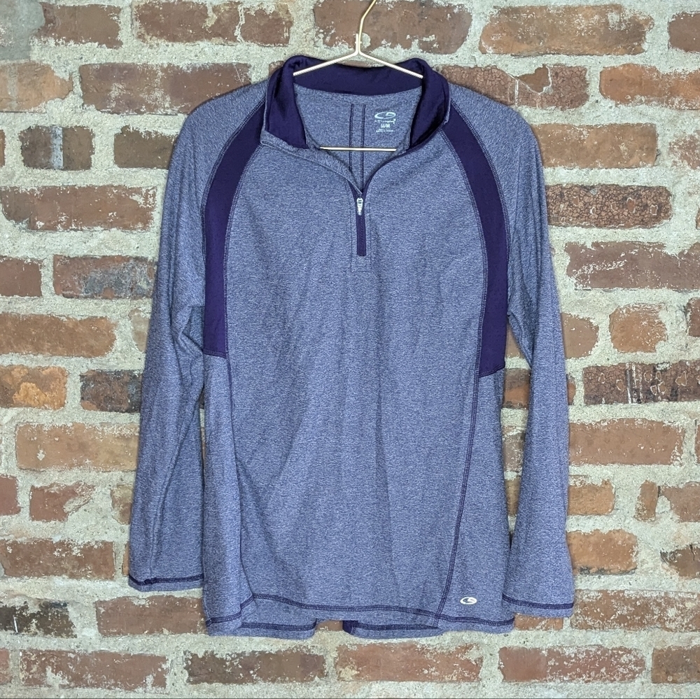 Champion Medium Purple Quarter Zip Athletic Pullover w/ Reflective Strip on Back